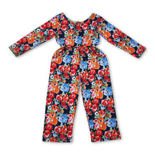 Load image into Gallery viewer, Long sleeves blue orange floral kids girls jumpsuit