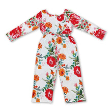Load image into Gallery viewer, Long sleeves red orange floral kids girls jumpsuit