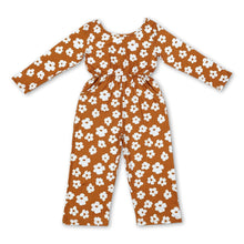 Load image into Gallery viewer, Long sleeves brown flower kids girls jumpsuit