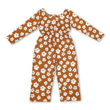 Load image into Gallery viewer, Long sleeves brown flower kids girls jumpsuit