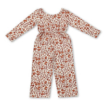 Load image into Gallery viewer, Long sleeves brown beige floral kids girls fall jumpsuit