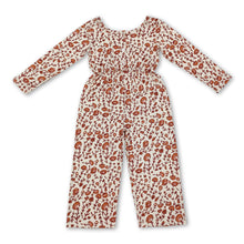 Load image into Gallery viewer, Long sleeves brown beige floral kids girls fall jumpsuit