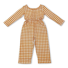 Load image into Gallery viewer, Long sleeves plaid kids girls fall jumpsuit