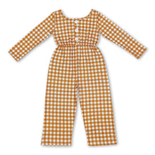 Load image into Gallery viewer, Long sleeves plaid kids girls fall jumpsuit