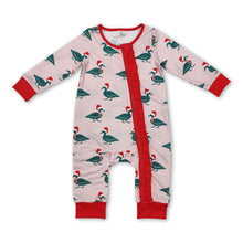 Load image into Gallery viewer, Pink Christmas hat duck baby girl zipper romper