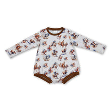 Load image into Gallery viewer, Long sleeves horse rodeo baby western romper