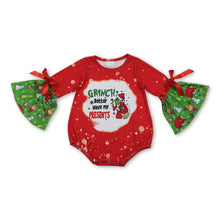 Load image into Gallery viewer, Ruffle long sleeves green face presents baby Christmas romper