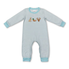 Load image into Gallery viewer, Light blue stripe dog duck deer baby boy romper