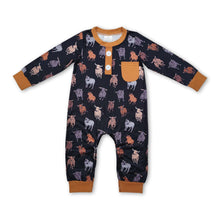 Load image into Gallery viewer, Long sleeves pocket cows baby boy western romper
