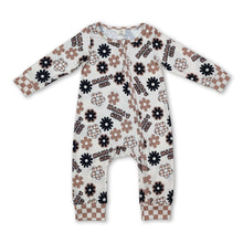 Load image into Gallery viewer, Mama's girls floral plaid baby zipper romper