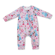 Load image into Gallery viewer, Pink Christmas tree ballet king baby girls zipper romper