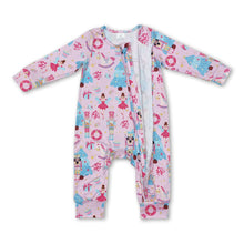 Load image into Gallery viewer, Pink Christmas tree ballet king baby girls zipper romper