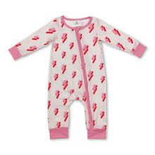 Load image into Gallery viewer, Pink thunder long sleeves baby girls zipper romper