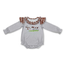 Load image into Gallery viewer, Long sleeves plaid dog duck baby girl hunting romper