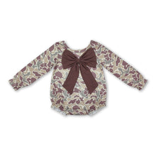 Load image into Gallery viewer, Long sleeves brown bow camo baby girls romper