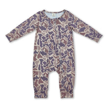 Load image into Gallery viewer, Khaki camo long sleeves baby kids zipper romper
