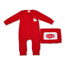 Load image into Gallery viewer, HO HO HO red santa baby boy zipper Christmas romper