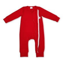 Load image into Gallery viewer, HO HO HO red santa baby boy zipper Christmas romper