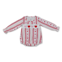 Load image into Gallery viewer, Long sleeves stripe heart baby girls valentine's romper