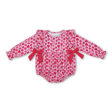 Load image into Gallery viewer, Long sleeves pink heart bow baby girls valentine's romper