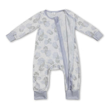 Load image into Gallery viewer, Long sleeves light blue floral baby girls zipper romper