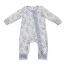 Load image into Gallery viewer, Long sleeves light blue floral baby girls zipper romper