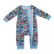 Load image into Gallery viewer, Light blue long sleeves pig bear toy baby zipper romper