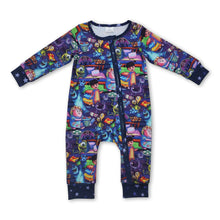 Load image into Gallery viewer, Purple long sleeves monster baby zipper romper