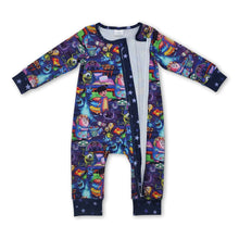Load image into Gallery viewer, Purple long sleeves monster baby zipper romper