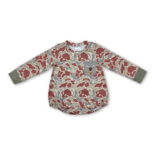 Load image into Gallery viewer, Long sleeves brown camo deer pocket baby boy romper