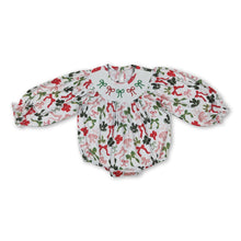 Load image into Gallery viewer, Long sleeves green red bow girls Christmas romper