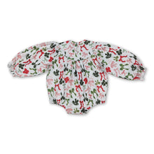 Load image into Gallery viewer, Long sleeves green red bow girls Christmas romper