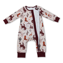 Load image into Gallery viewer, Cactus boots rodeo zipper baby kids western romper