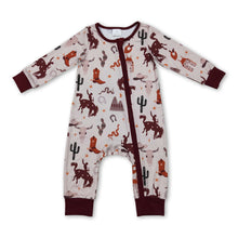 Load image into Gallery viewer, Cactus boots rodeo zipper baby kids western romper