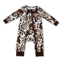 Load image into Gallery viewer, Cow print long sleeves baby zipper romper