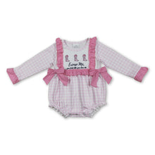 Load image into Gallery viewer, Long sleeves pink plaid boots baby girls romper