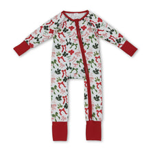 Load image into Gallery viewer, Long sleeves red green bows baby Christmas zipper romper
