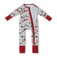 Load image into Gallery viewer, Long sleeves red green bows baby Christmas zipper romper