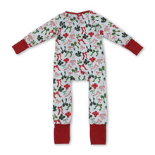 Load image into Gallery viewer, Long sleeves red green bows baby Christmas zipper romper