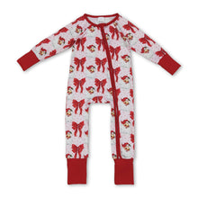 Load image into Gallery viewer, Long sleeves santa bow baby girls Christmas romper