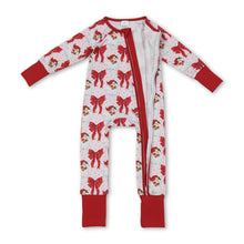 Load image into Gallery viewer, Long sleeves santa bow baby girls Christmas romper