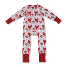 Load image into Gallery viewer, Long sleeves santa bow baby girls Christmas romper