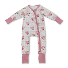 Load image into Gallery viewer, Long sleeves pink stripe santa baby girls Christmas romper