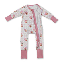 Load image into Gallery viewer, Long sleeves pink stripe santa baby girls Christmas romper
