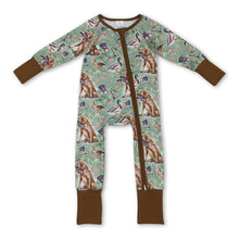Load image into Gallery viewer, Brown long sleeves dog duck baby boy zipper romper