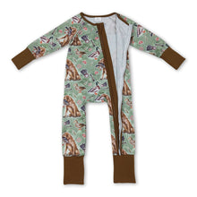 Load image into Gallery viewer, Brown long sleeves dog duck baby boy zipper romper