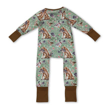 Load image into Gallery viewer, Brown long sleeves dog duck baby boy zipper romper