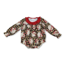 Load image into Gallery viewer, Red ruffle leopard santa baby girls Christmas romper