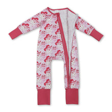 Load image into Gallery viewer, Long sleeves pink bow santa western girls Christmas romper