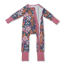 Load image into Gallery viewer, Long sleeves floral baby girls zipper fall romper